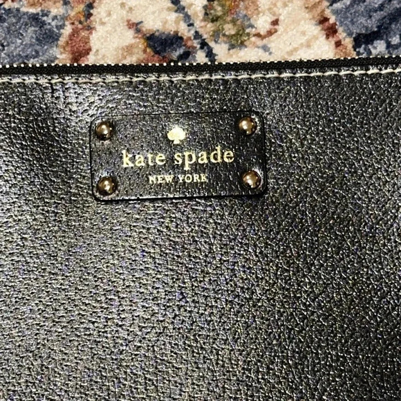 KATE SPADE NY LARGE HANDBAG WRISTLET PURSE BLACK LEATHER Gorgeous/Elegant - Picture 3 of 13